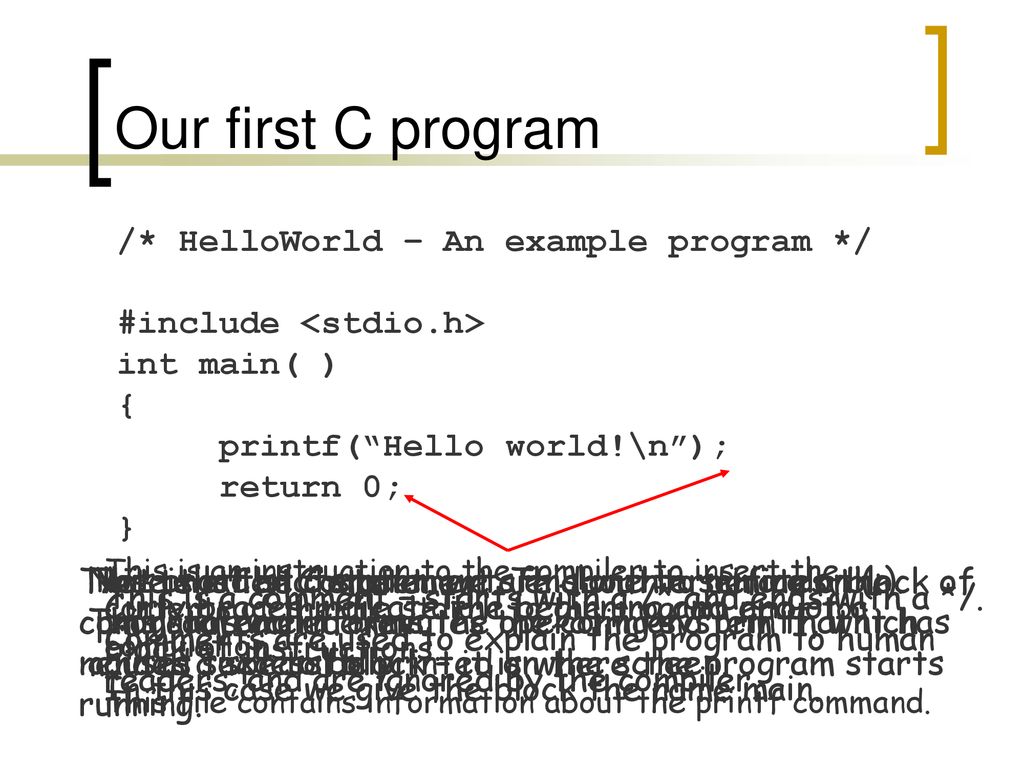 Introduction to cs your first c programs ppt download