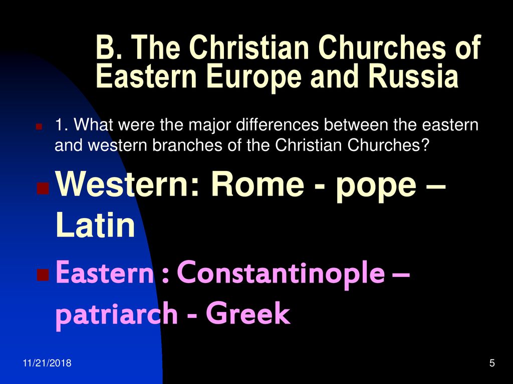 B. The Christian Churches of Eastern Europe and Russia