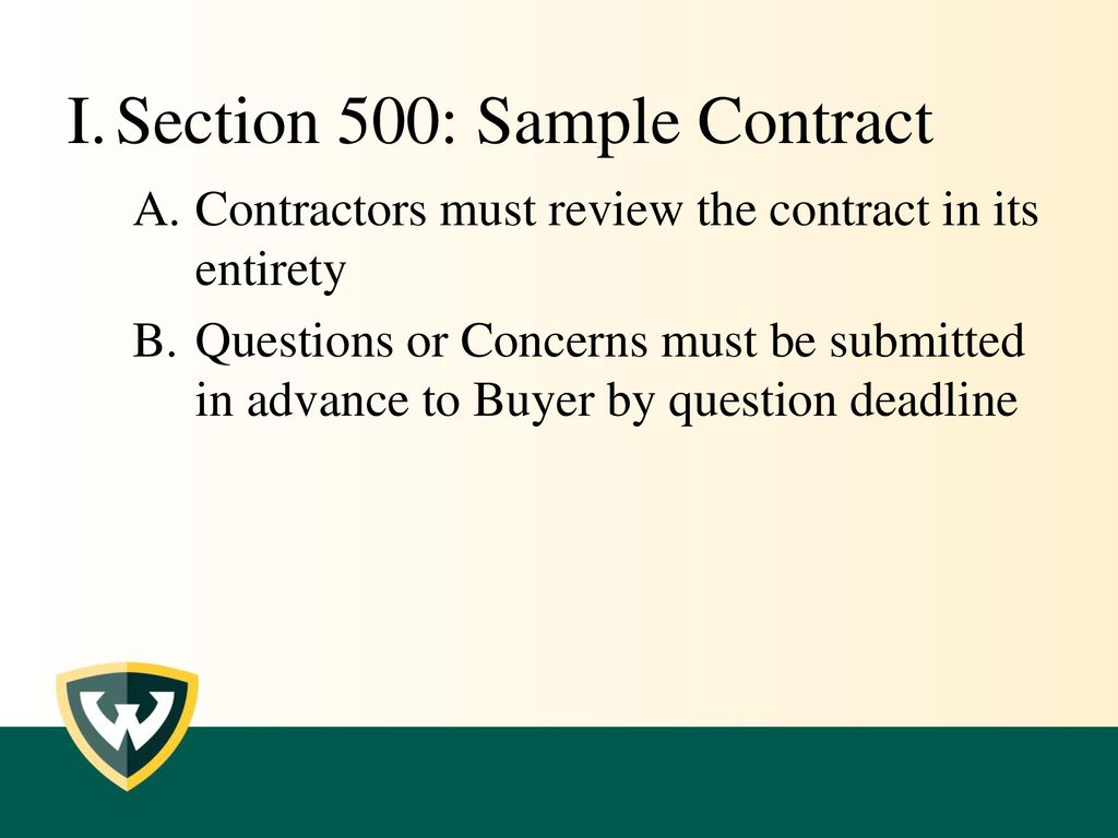 Section 500: Sample Contract