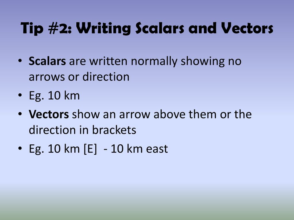 Tip #2: Writing Scalars and Vectors