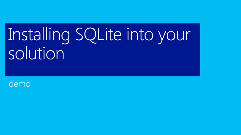 Installing SQLite into your solution