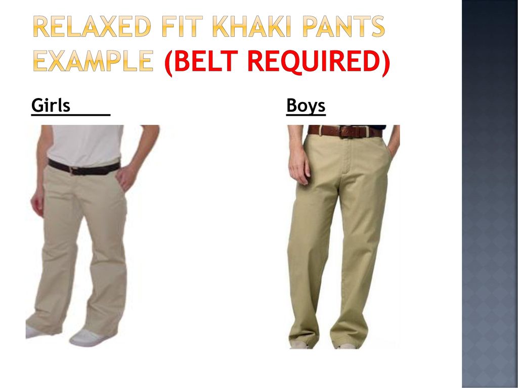 Relaxed Fit Khaki Pants Example (Belt Required)