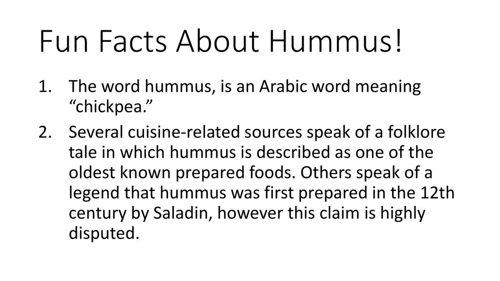 The history of hummus est 13 century ppt download