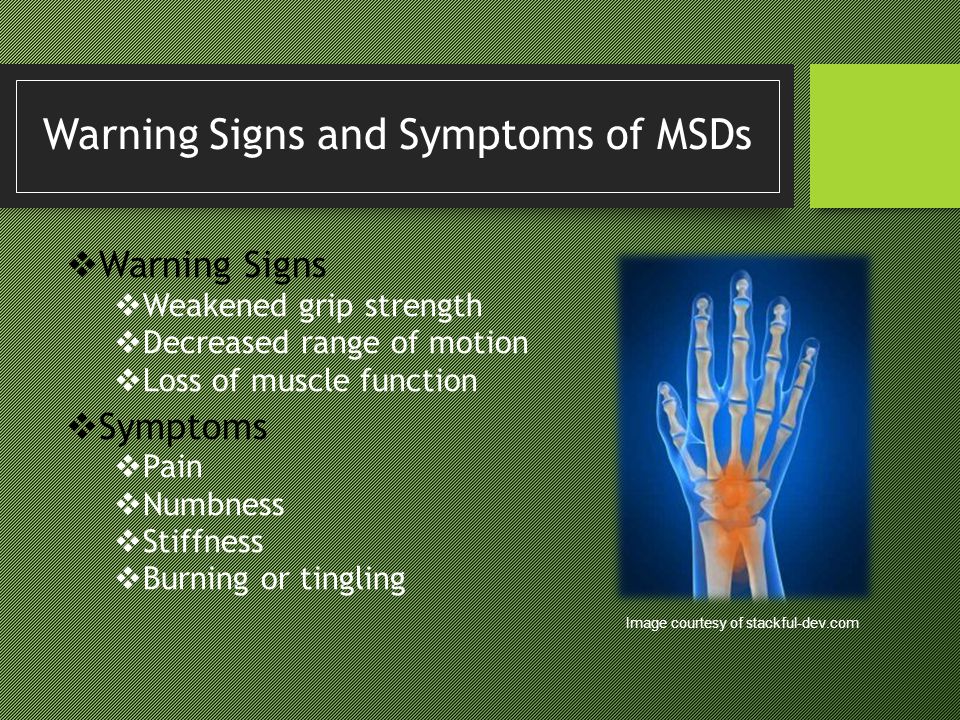 Warning Signs and Symptoms of MSDs
