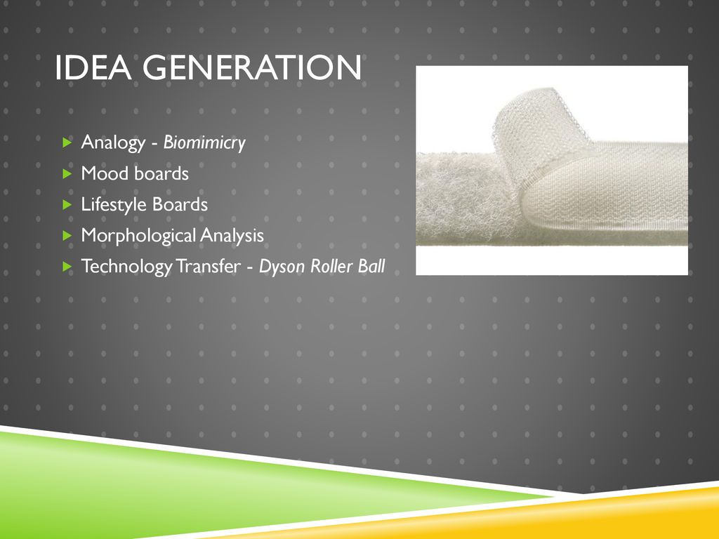 Idea generation Analogy - Biomimicry Mood boards Lifestyle Boards