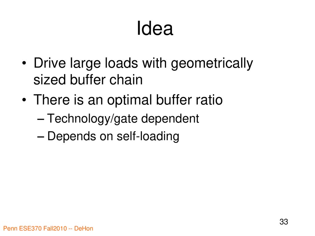 Idea Drive large loads with geometrically sized buffer chain