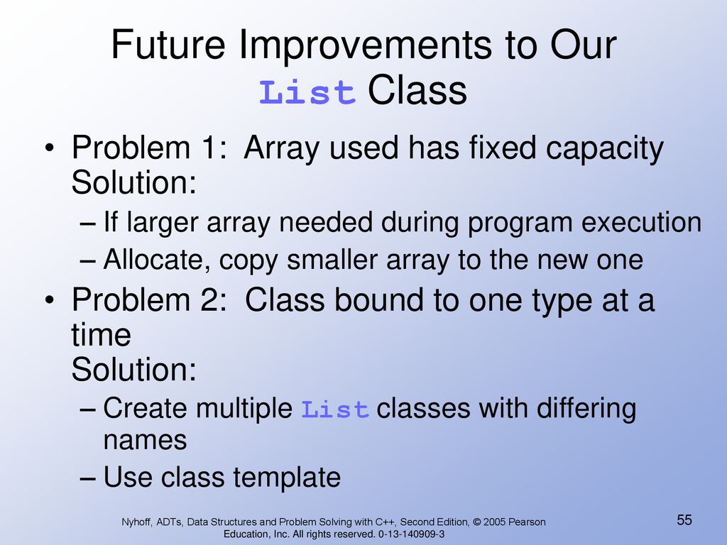 Future Improvements to Our List Class