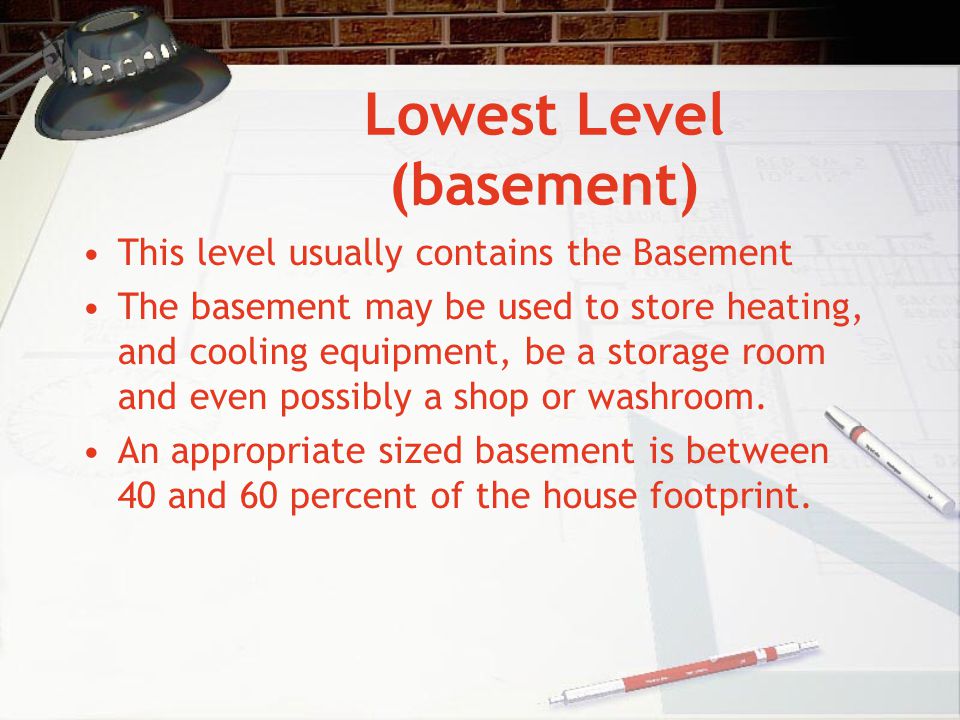 Lowest Level (basement)