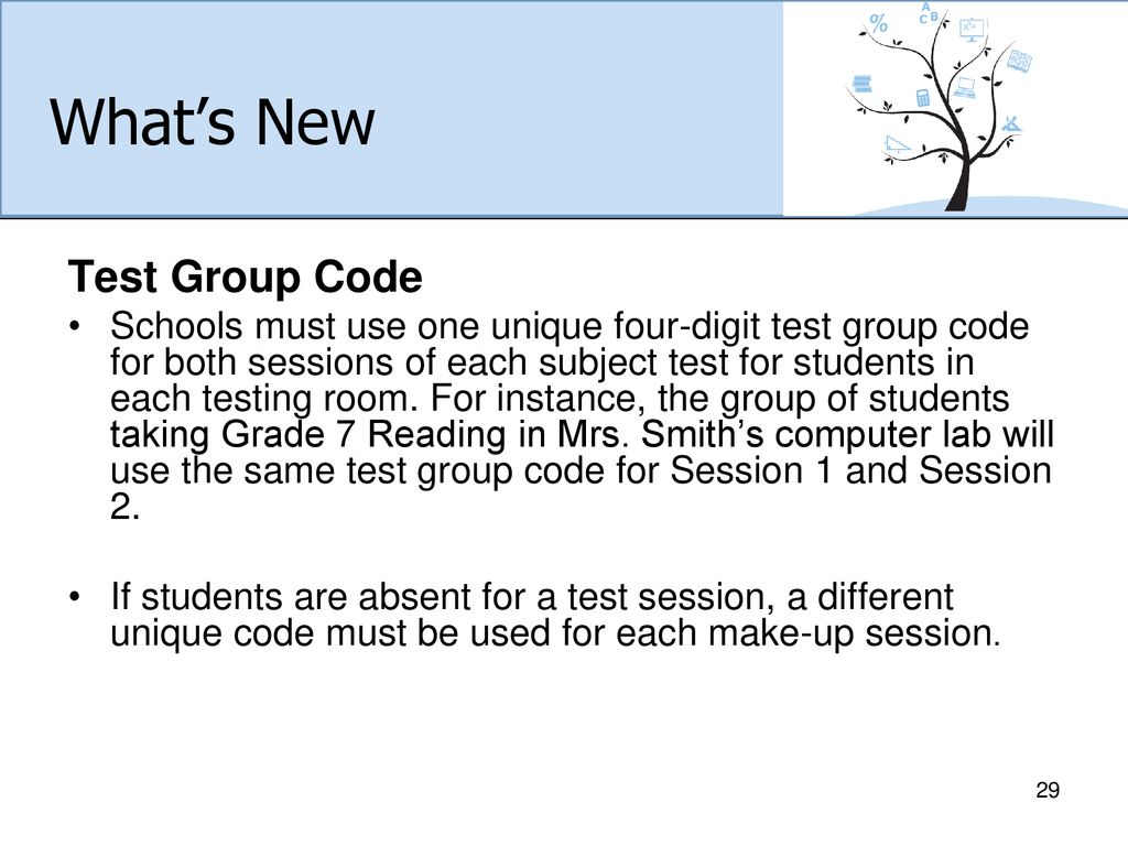 What’s New Test Group Code