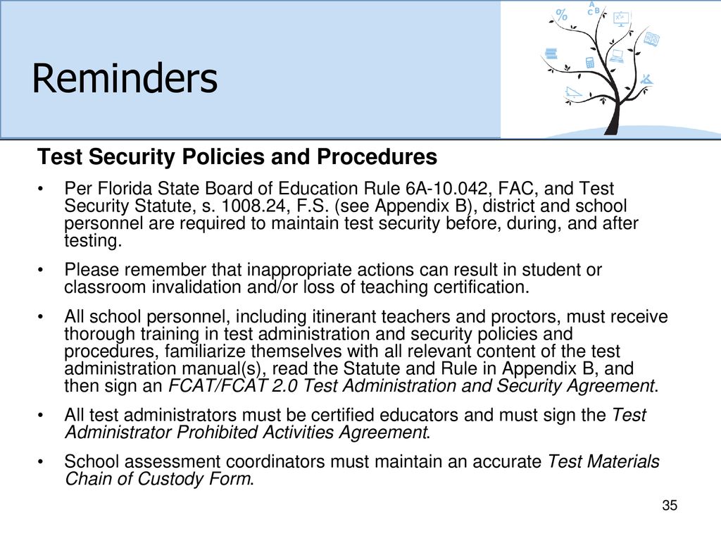 Reminders Test Security Policies and Procedures