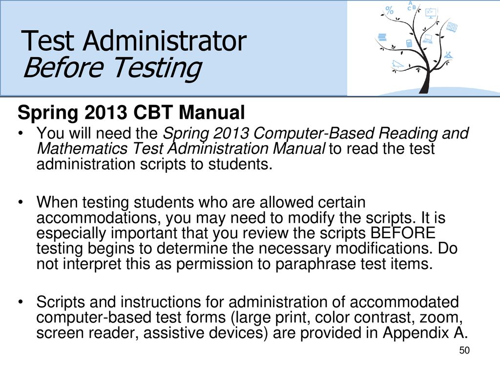 Test Administrator Before Testing