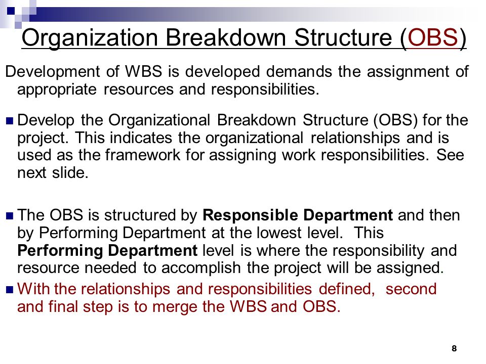 Organization Breakdown Structure (OBS)