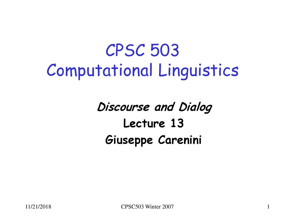 CPSC 503 Computational Linguistics - ppt download