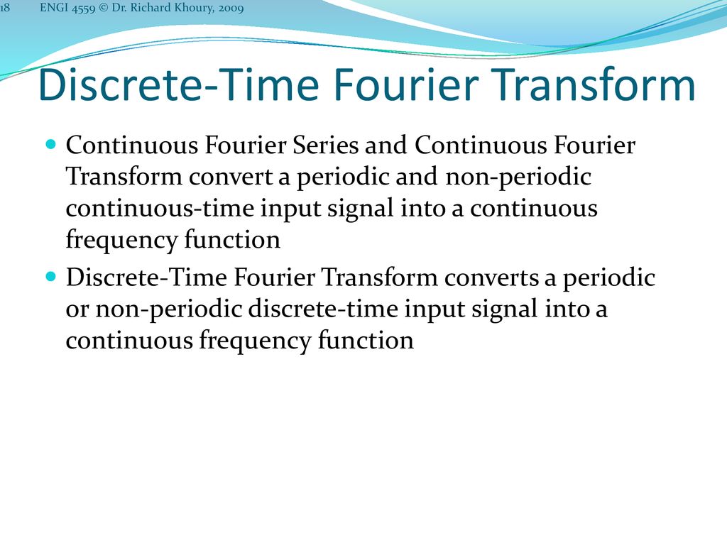 Fourier Analysis Engi 4559 Signal Processing For Software