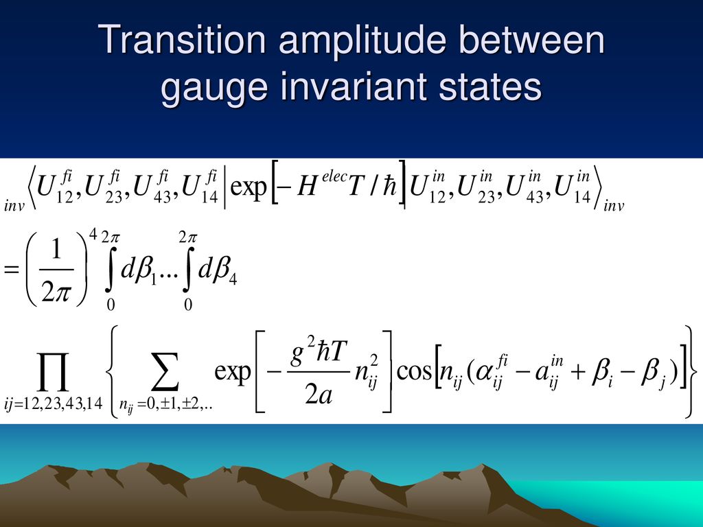 Transition amplitude between gauge invariant states