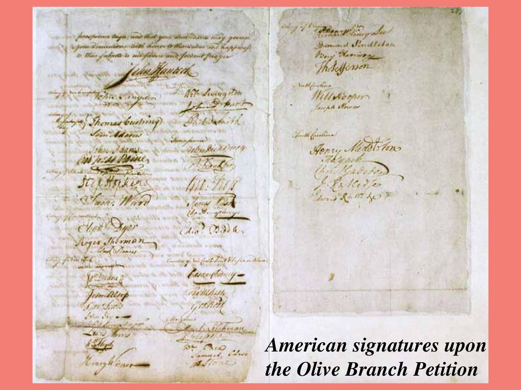 American signatures upon the Olive Branch Petition