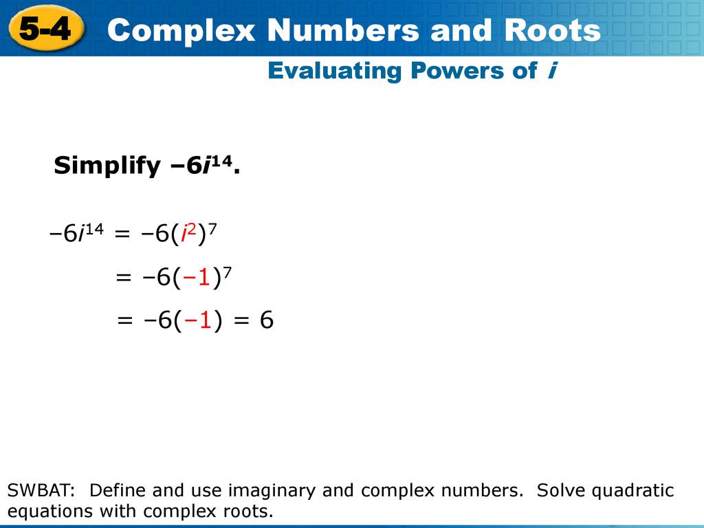 20-20 Operations with Complex Numbers SWBAT - ppt download With Simplifying Complex Numbers Worksheet
