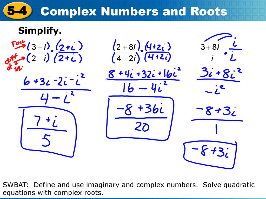 23-23 Operations with Complex Numbers SWBAT - ppt download For Simplifying Complex Numbers Worksheet