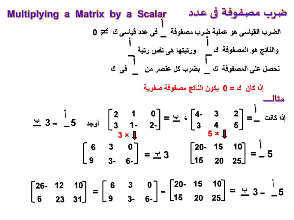 ضرب مصفوفة فى عدد أ أ أ أ ، أ أ أ أ مثالــــــــــــــــــ