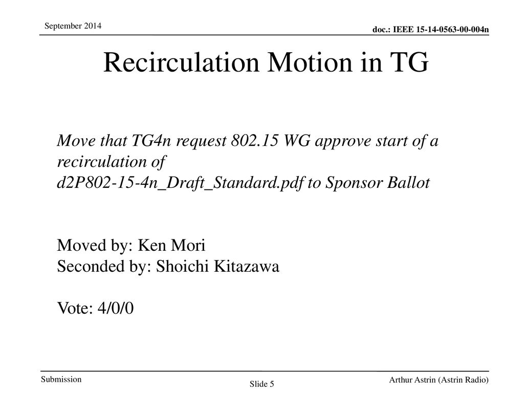 Recirculation Motion in TG