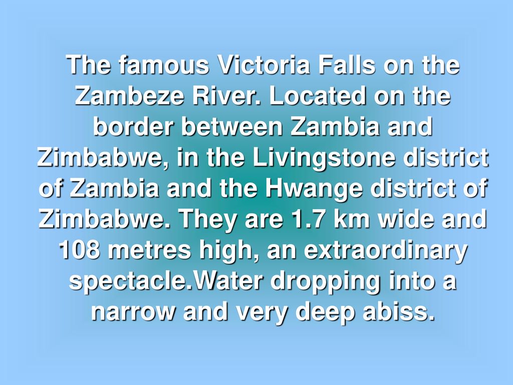 The famous Victoria Falls on the Zambeze River