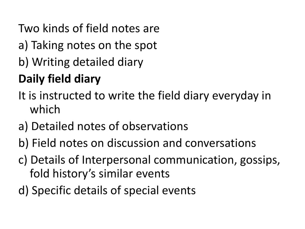 Field diary and lab record - ppt download