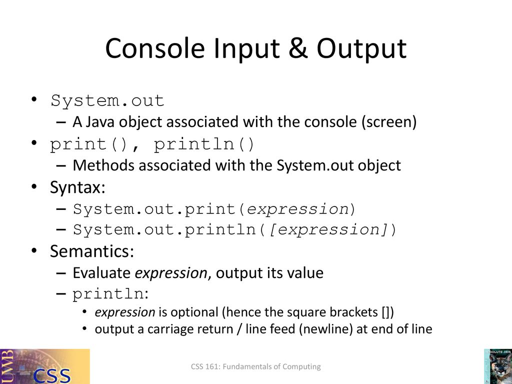 Css 161 fundamentals of computing introduction to computers java
