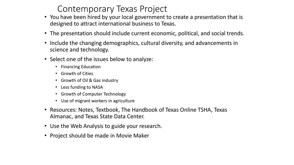 Contemporary texas project ppt download