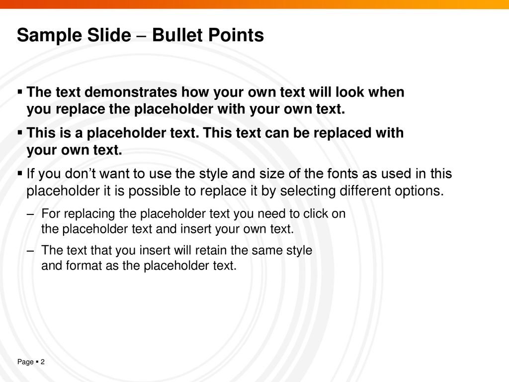 Sample Slide  Bullet Points