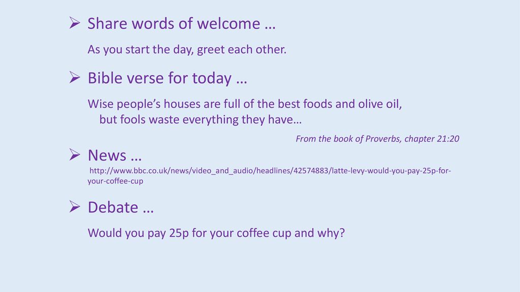 Share words of welcome …