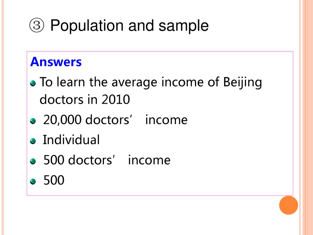 Population and sample Answers