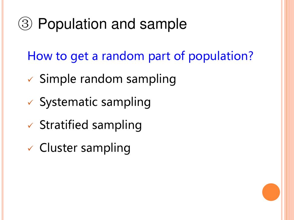 Population and sample How to get a random part of population