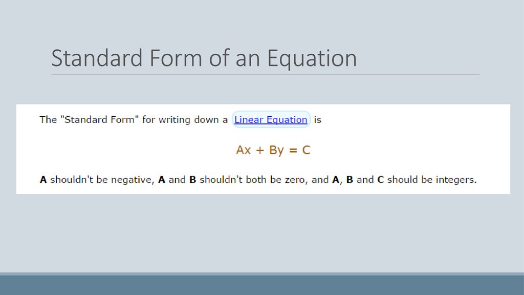 Standard Form of an Equation