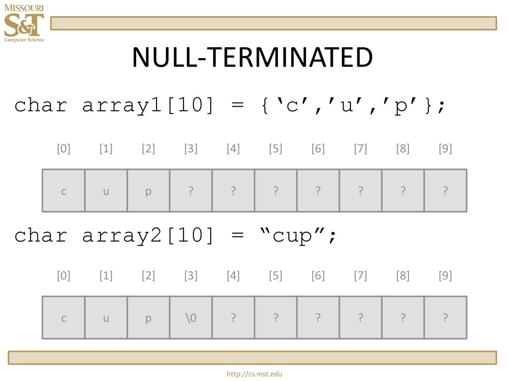 Null-Terminated Character Arrays - ppt download