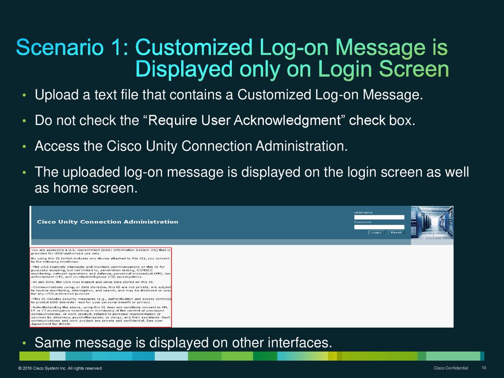Cisco unity connection customized log on message ppt download