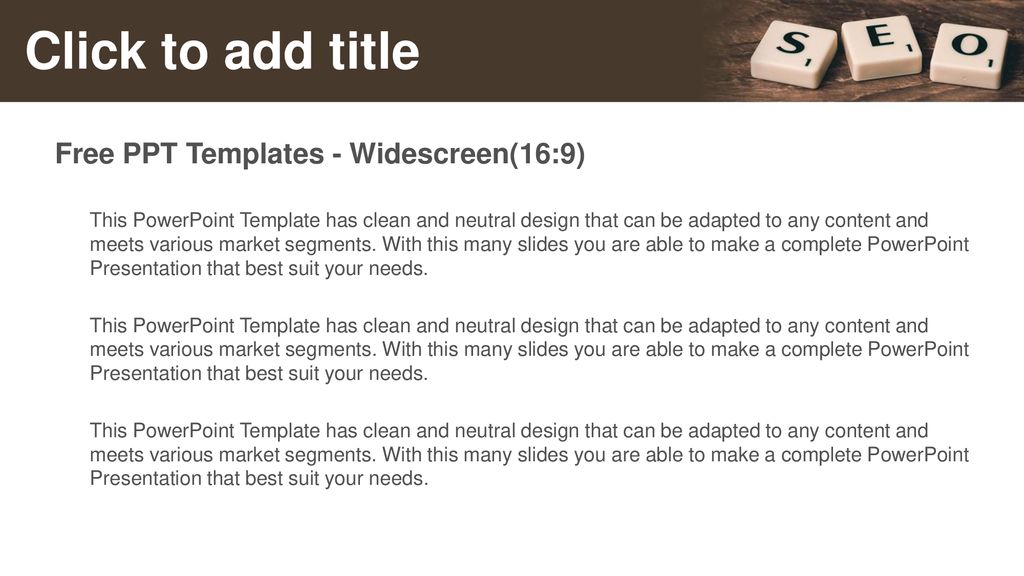 Click to add title Free PPT Templates - Widescreen(16:9)
