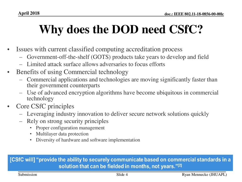 Why does the DOD need CSfC