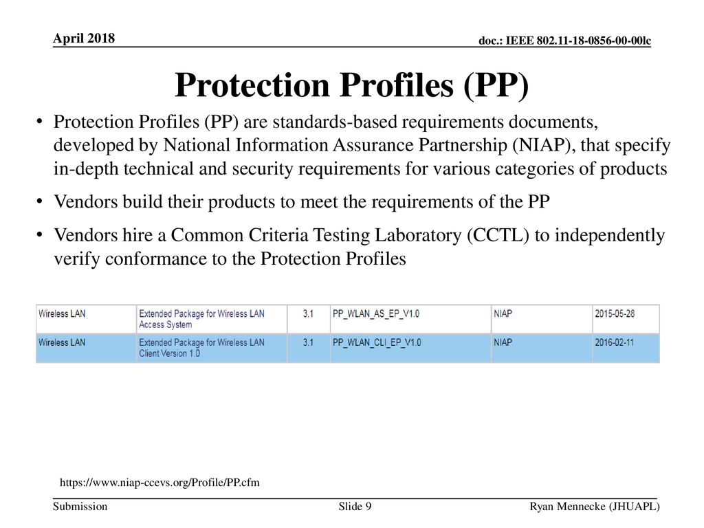 Protection Profiles (PP)