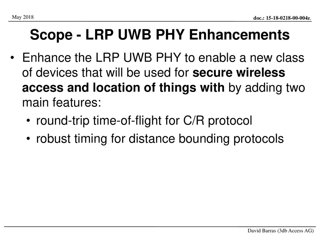 Scope - LRP UWB PHY Enhancements