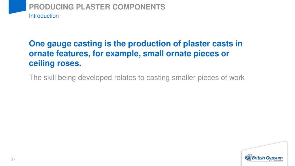 Producing plaster components