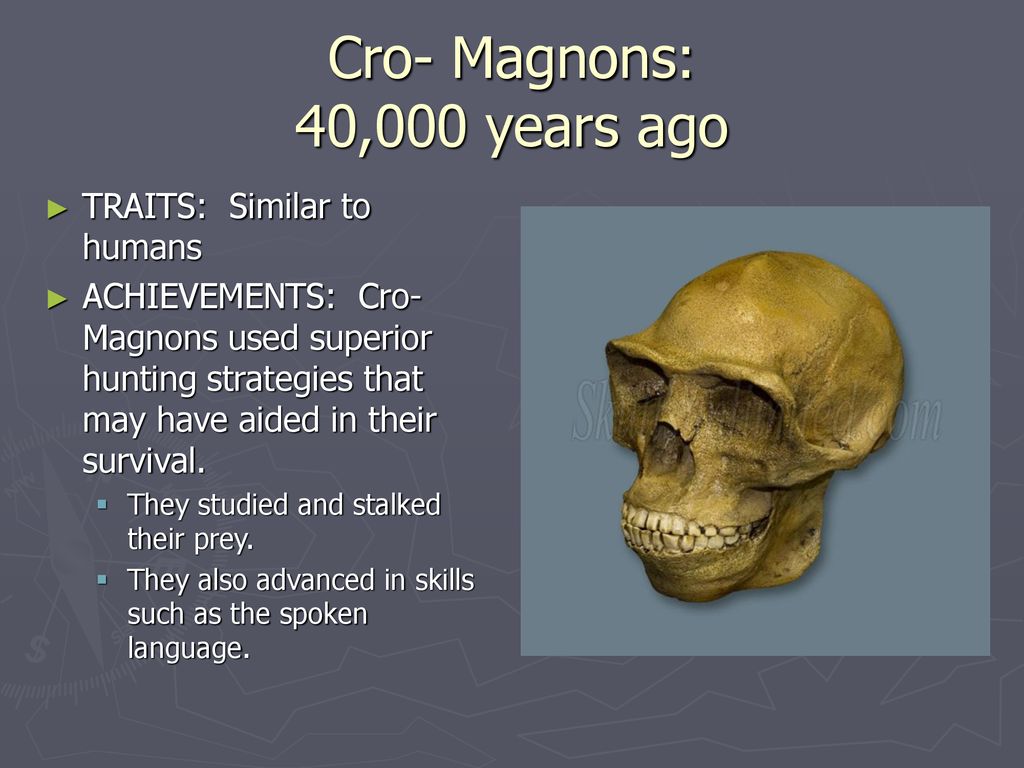 Cro- Magnons: 40,000 years ago
