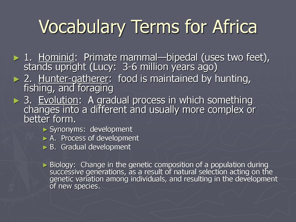 Vocabulary Terms for Africa
