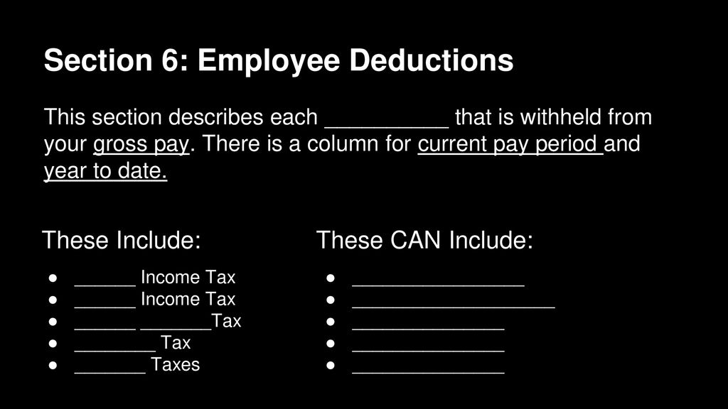 Section 6: Employee Deductions
