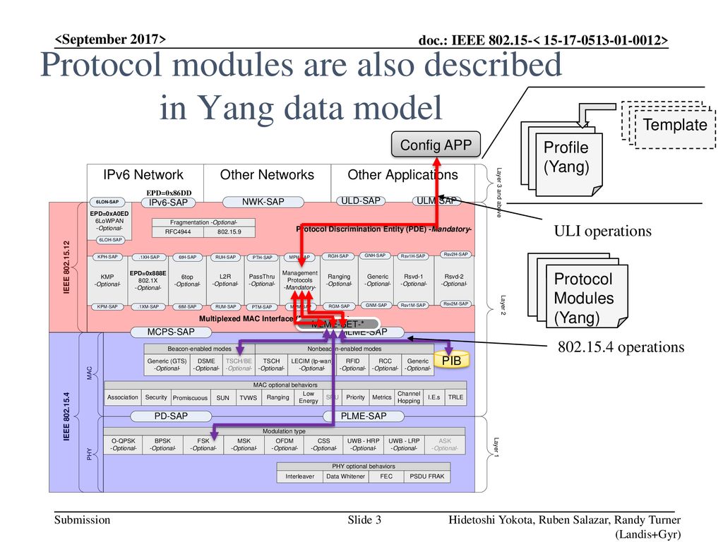 Protocol modules are also described in Yang data model