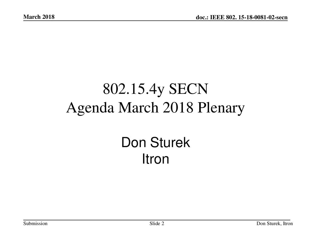 y SECN Agenda March 2018 Plenary