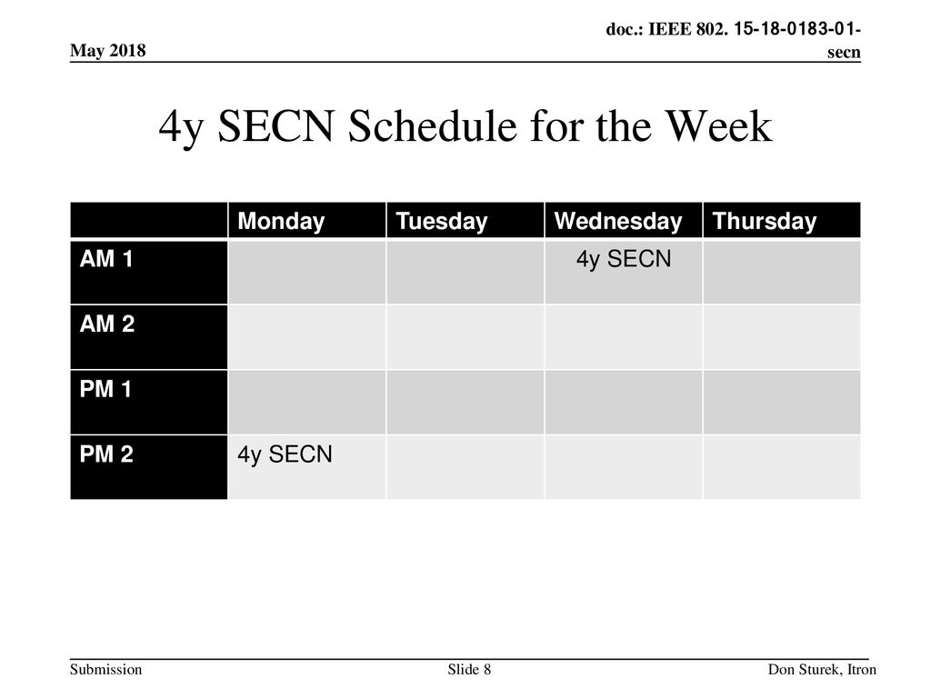 4y SECN Schedule for the Week