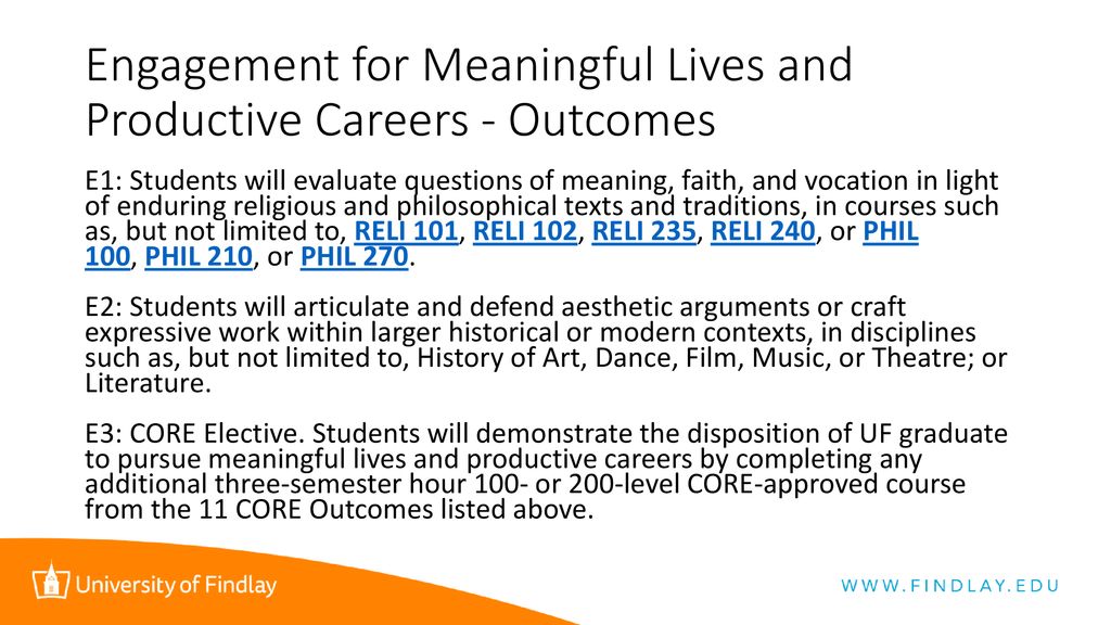 Engagement for Meaningful Lives and Productive Careers - Outcomes