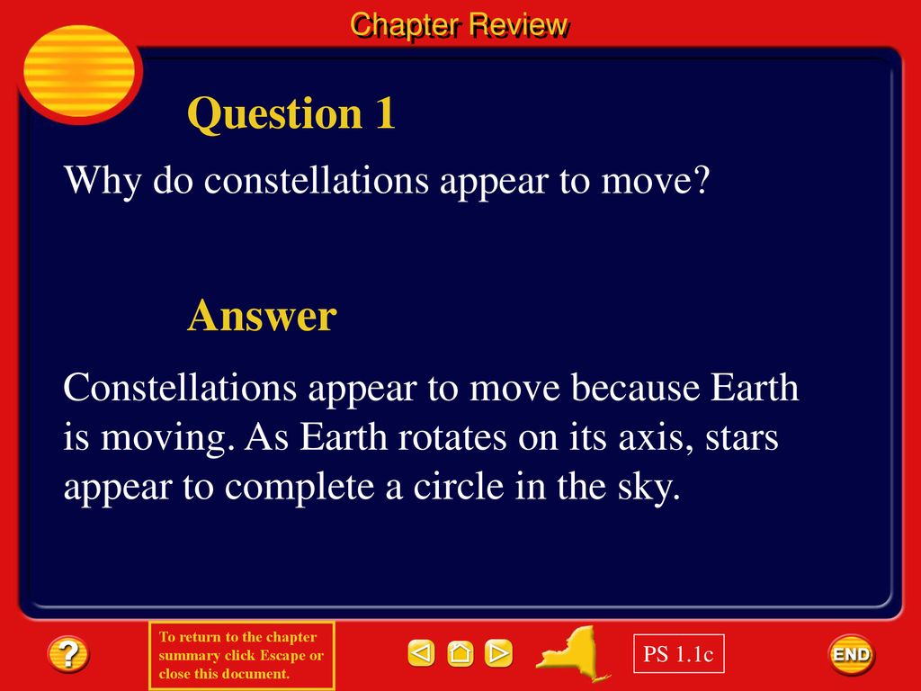 Question 1 Answer Why do constellations appear to move