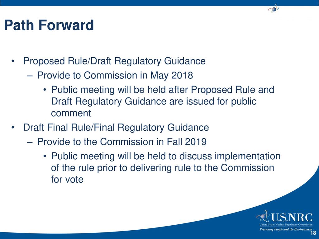 NRC’s Ongoing Rulemaking Activities: Recent Developments And Path ...