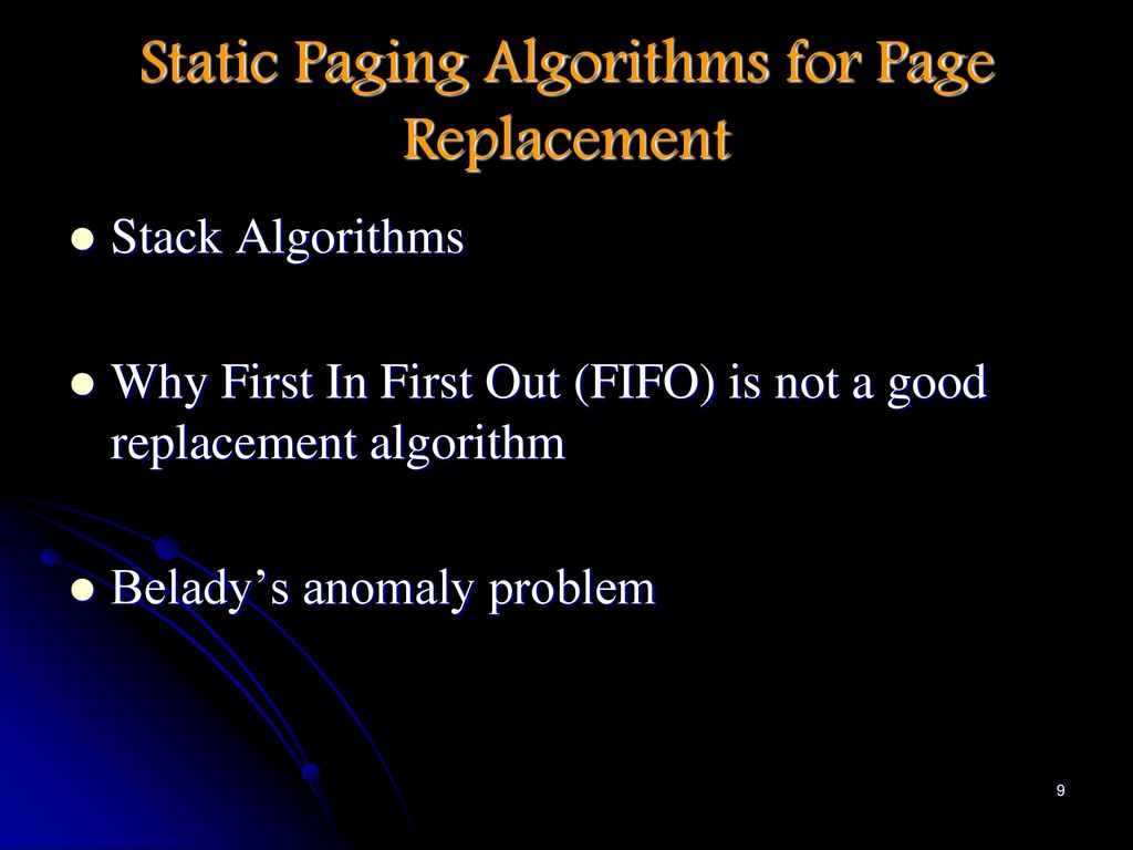 Static Paging Algorithms for Page Replacement